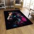 Black background with a colorful horse area rugs carpet