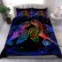 Black light poster of two rainbow sea turtles kissing bedding set