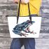 Blue and red frog leaather tote bag