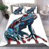 Blue and red frog bedding set