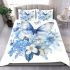 Blue butterfly and blue flowers bedding set