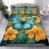 Blue butterfly on sunflower in field of flowers bedding set