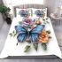 Blue butterfly surrounded by roses and flowers bedding set