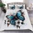 Blue butterfly with white flowers around bedding set