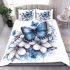 Blue butterfly with white flowers around bedding set