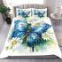 Blue butterfly with white flowers around bedding set