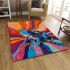 Blue frog with rainbow stripes area rugs carpet