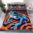 Blue frog with rainbow stripes bedding set