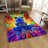 Blue frog with rainbow stripes on his body area rugs carpet