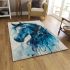 Blue horse with long hair area rugs carpet