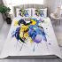 Blue macaw in the style of watercolor and ink bedding set