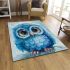Blue owl cartoon style cute baby blue colors area rugs carpet