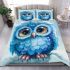 Blue owl cartoon style cute baby blue colors bedding set