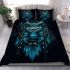 Blue owl sitting on dream catcher bedding set