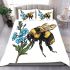 Bumblebee holding a blue forgetmenot flower bedding set