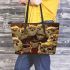 Bunch of owls drinking coffee leather tote bag