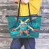 Bunny in sportswear lifting weights leather tote bag