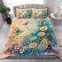 Butterflies daisies and peacock feathers bedding set