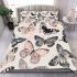 Butterflies pattern pastel pink blush beige grey charcoal bedding set