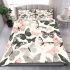 Butterflies pattern pastel pink blush beige grey charcoal bedding set