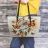 Butterflies with dream catcher leather tote bag