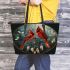 Cardinal birds with dream catcher leather tote bag