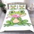 Cartoon cute frog blowing bubblegum bedding set