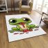 Cartoon cute frog spitting out red liquid area rugs carpet