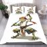 Cartoon drawing of an anthropomorphic frog samurai bedding set