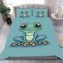 Cartoon frog character wearing sneakers bedding set