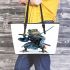 Cartoon frog samurai dressed in traditional leaather tote bag