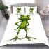 Cartoon frog standing on its hind legs bedding set