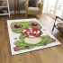 Cartoon frog sticking its tongue out in a cute area rugs carpet