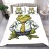 Cartoon frog wearing a white shirt and tie bedding set