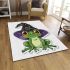 Cartoon frog wearing witch hat area rugs carpet