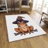 Cartoon frog wearing witch hat area rugs carpet