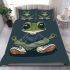 Cartoon frog with big eyes wearing white and brown shoes bedding set