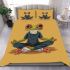 Cartoon frog with big eyes wearing white and brown shoes bedding set