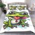 Cartoon frog with its tongue sticking bedding set