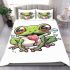 Cartoon frog with its tongue sticking bedding set