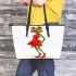 Cartoon frog woman wearing a red dress leaather tote bag