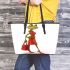 Cartoon frog woman wearing a red dress leaather tote bag
