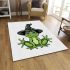 Cartoon green frog with black witch hat area rugs carpet