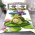 Cartoon happy baby turtle with a blue hat bedding set