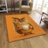 Cartoon owl holding an empty coffee cup area rugs carpet