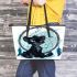 Cartoon panther and dream catcher kid drawing leather tote bag