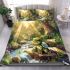 Cartoon style turtle rock in nature bedding set