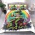 Cartoon tree frog sitting on top of an irish mushroom bedding set