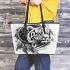 Cartoon white tiger and dream catcher kid pencil drawing leather tote bag