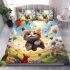 Cat and hot air balloon festival illustration bedding set